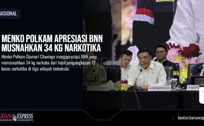 Menko Polkam Apresiasi BNN Musnahkan 34 Kg Narkotika