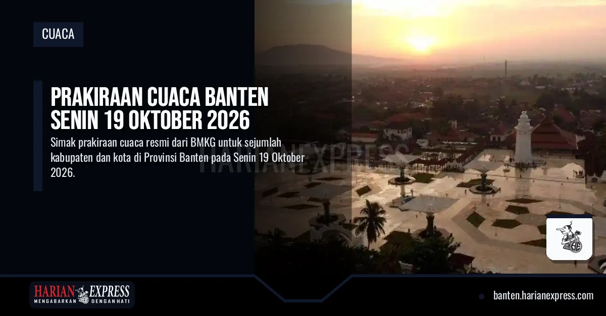 Prakiraan Cuaca Banten Senin 19 Oktober 2026
